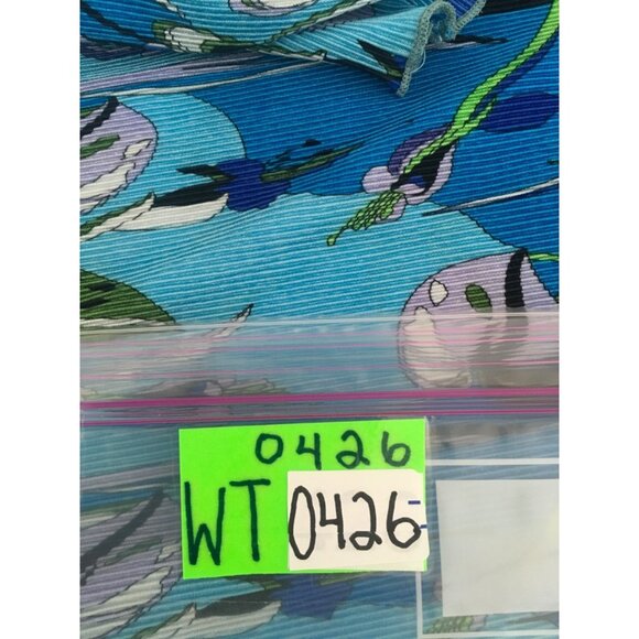 Notations Top Women Size 1X Crinkle Blue Green Black Gray Floral 3/4 Sleeves - Picture 14 of 14